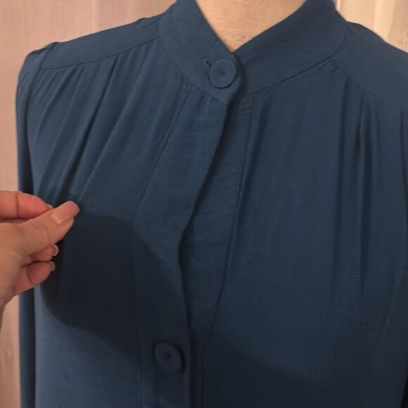 Diane Von Furstenberg deep teal 100% rayon shirt dress, US4 - Picture 5 of 9